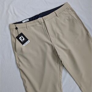 FJ FootJoy Tour Fit Golf Pants Khaki Slim Stretch Moisture Wick NEW Men 38x34
